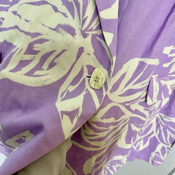NEW Eloquii Linen Blend Floral Purple Jacket Blazer Workwear Women's Size 28 - Picture 6 of 10